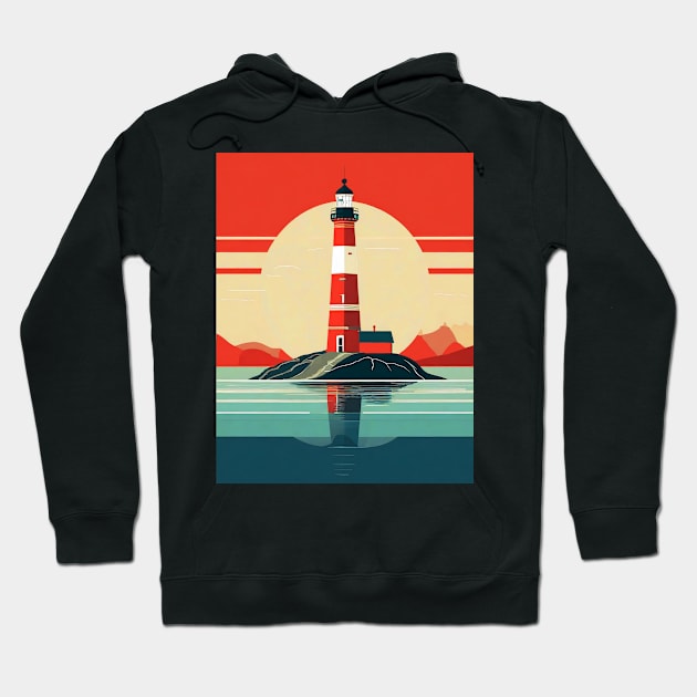 Vintage Sunset Sentinel Lighthouse Hoodie by POD24